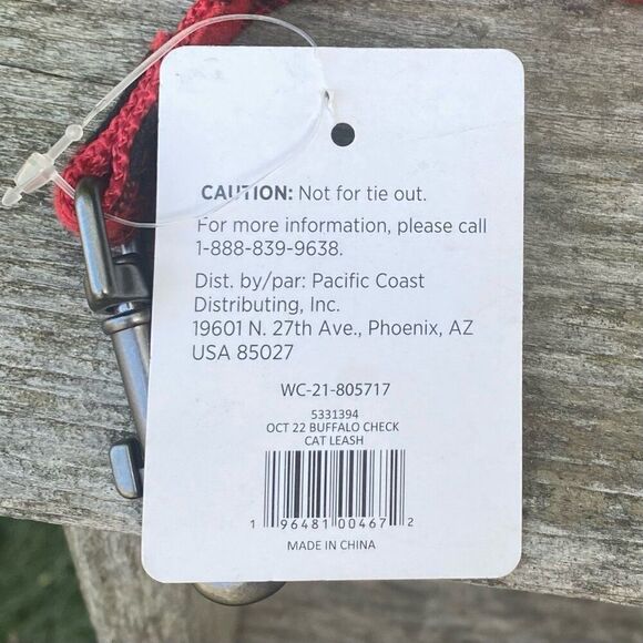 NWT New Whisker City Pet Cat/Kitten Collar & Leash Red/Black Flannel Design - Picture 8 of 9